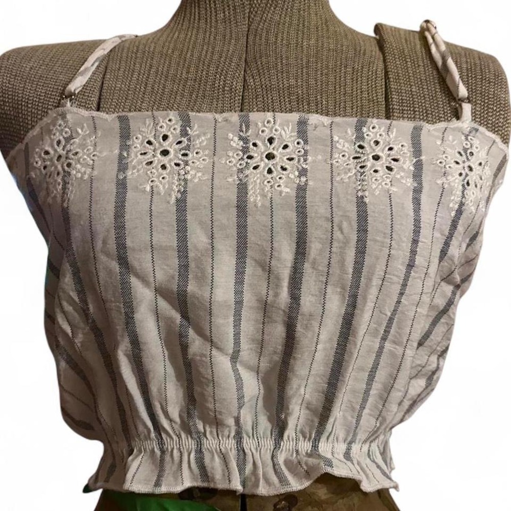 Blue and white L.A Hearts eyelet tank